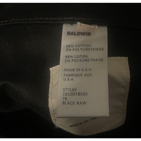 Baldwin Kansas City Men's 32 Black 76 Slim Stretch Selvedge Jeans EUC - Picture 4 of 4